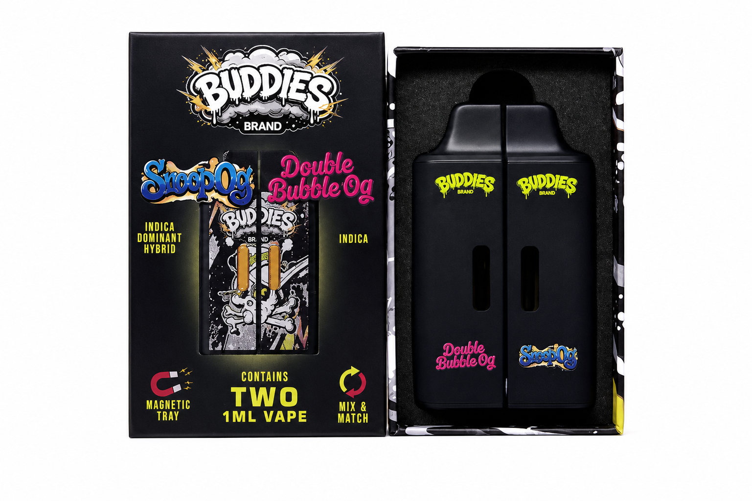 BUDDIES Brand Dual Chamber Vape – 1G+1G 1 BUDDIES Brand Dual Chamber Vape – 1G+1G
